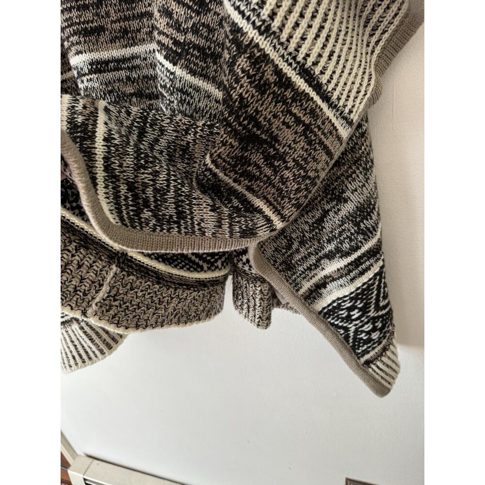 NWT Gap Tribal Stripe Print Wool Blend Pullover Sweater Poncho Cream Brown OS - Picture 7 of 10